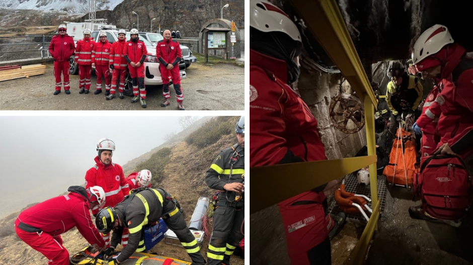 Esercitazione di soccorso alla diga di Toggia: simulato recupero di un infortunato