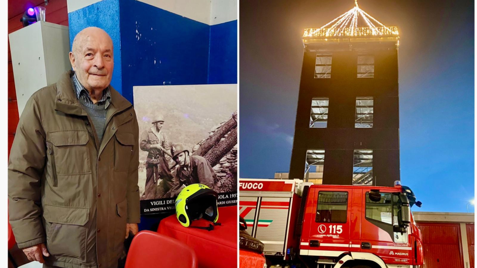 L'albero di Natale dei Vigili del fuoco illumina l'Ossola. È il più alto del VCO