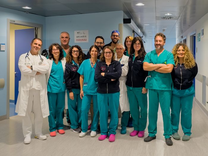 Foto di gruppo dellèquipe del reparto di Cardiologia UTIC dellOspedale di Biella